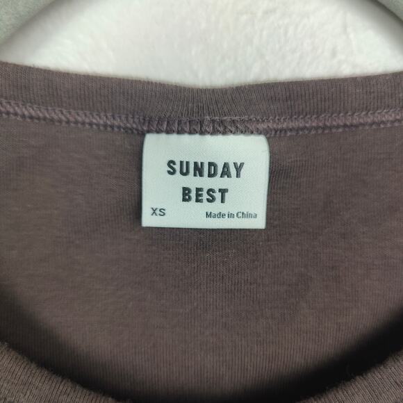 Aritzia Sunday Best BestHug Apple Longsleeve Top Womens XS Brown Button Up Y2K - Picture 4 of 7